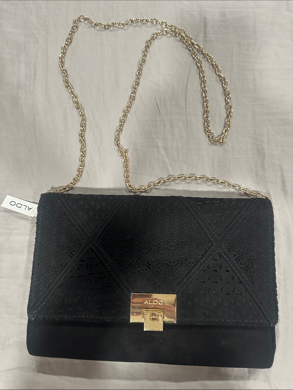 ALDO Black Laser-Cut Chain Shoulder Bag New with tags